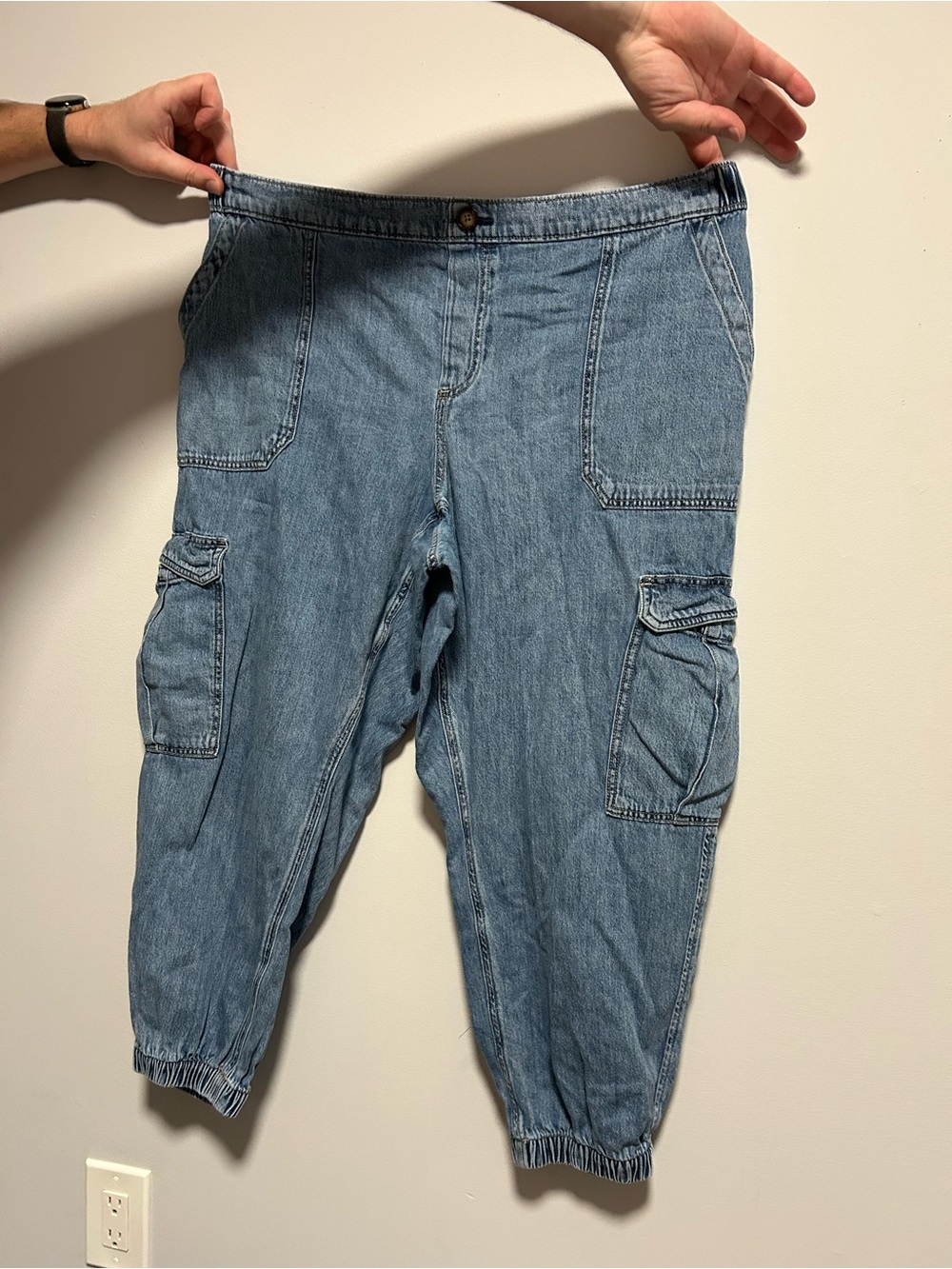 Reitmans Light Blue Women's Cargo Denim Boyfriend Jeans